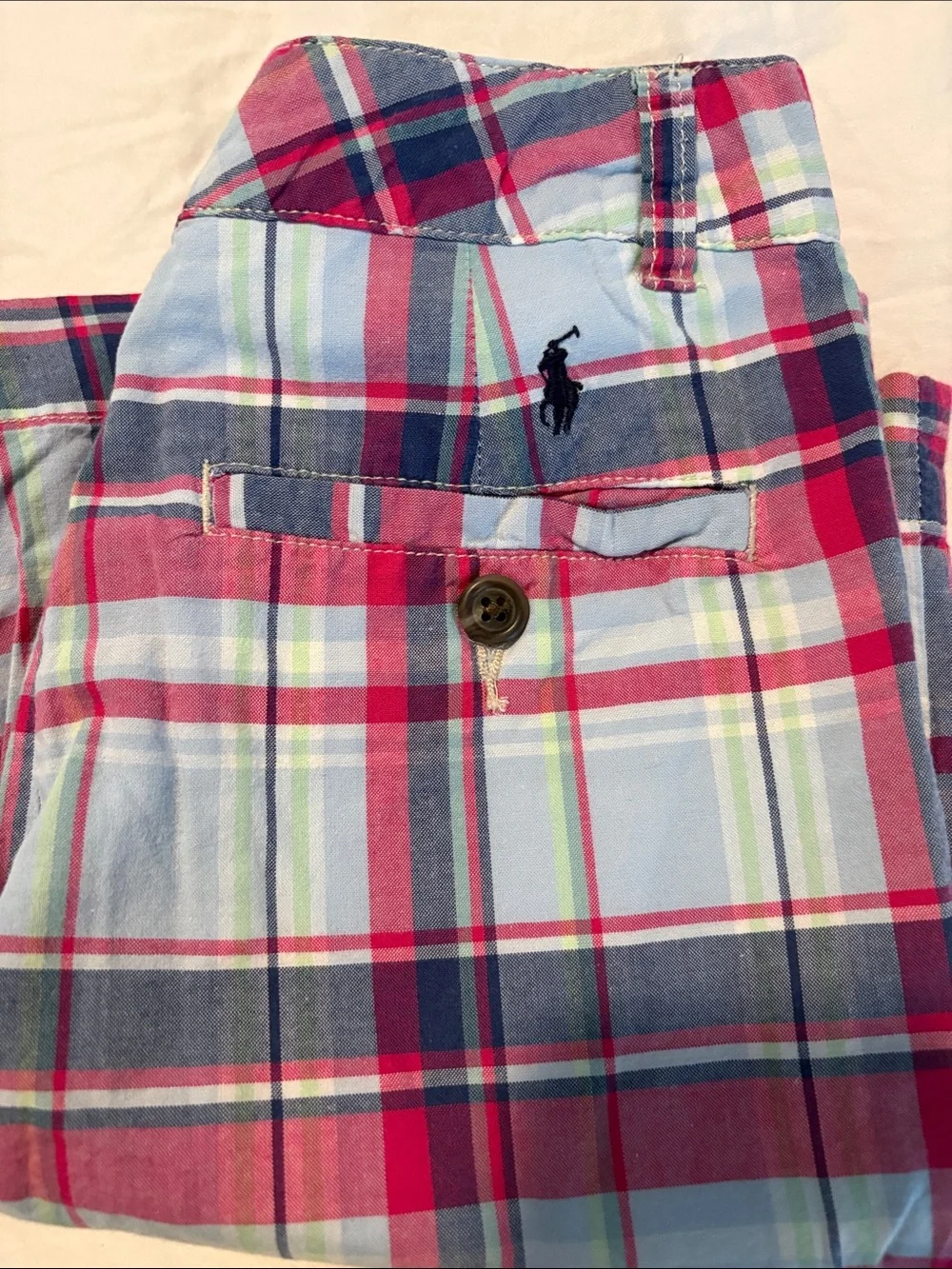 Ralph Lauren Plaid Flat-Front Boy’s Shorts — Pink, Blue Green, White Size 8
